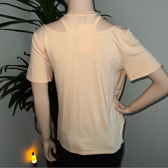 Bailey44 Apricot Short Sleeve Faux Wrap Cutout Top - Picture 2 of 6